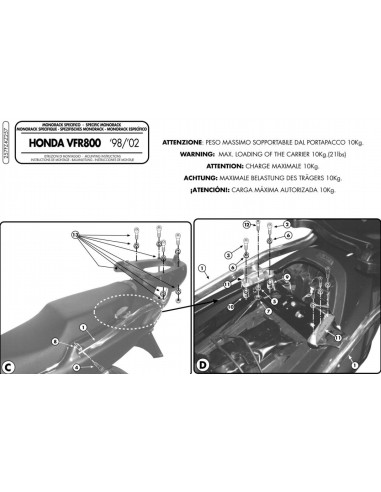 Stelaż kufra centralnego KAPPA HONDA VFR 800 (98-01)