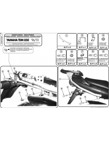 Stelaż kufra centralnego KAPPA YAMAHA TDM 850 (96-01)