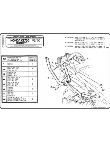 Stelaż kufra centralnego Kappa Honda CB 750 Seven Fifty (92-00)
