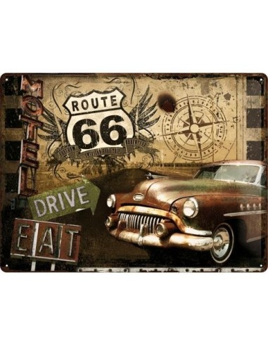Plakat metalowy 30x40 Route 66 Drive Eat