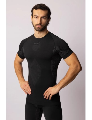 Męska koszulka termoaktywna z krótkim rękawem Spaio Breeze Black/Grey