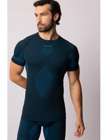 Męska koszulka termoaktywna z krótkim rękawem Spaio Breeze Black/Blue
