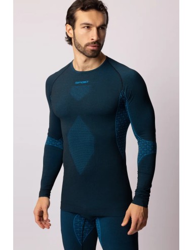 Męska koszulka termoaktywna z długim rękawem Spaio Breeze Black/Blue