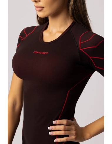 Damska koszulka termoaktywna Spaio Rapid z krótkim rękawem Black/Red