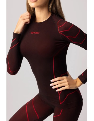 Damska koszulka termoaktywna Spaio Rapid z długim rękawem Black/Red