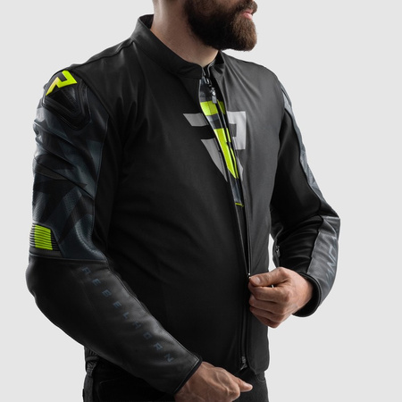 Kurtka skórzana Rebelhorn Vandal 2 Black Grey Fluo Yellow