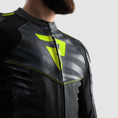 Kurtka skórzana Rebelhorn Vandal 2 Black Grey Fluo Yellow