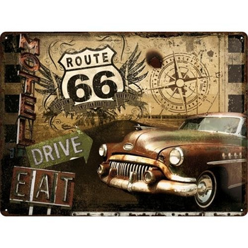 Plakat metalowy 30x40 Route 66 Drive Eat