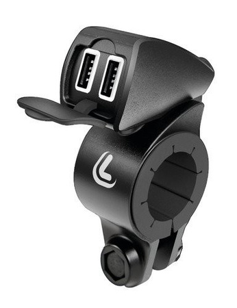 LAMPA Usb-Fix Trek, podwójna ładowarka USB mocowana na kierownicy