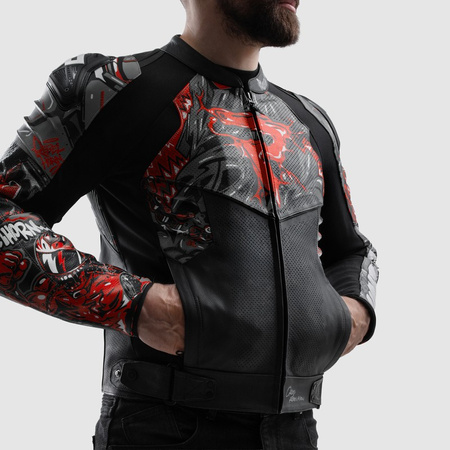 Kurtka skórzana Rebelhorn Vandal 2 Cruze Black Dark Grey Red