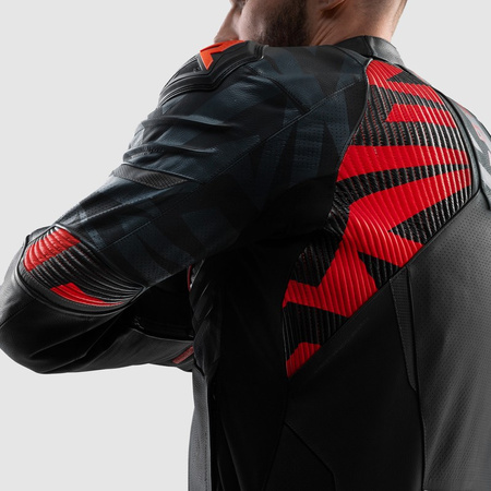 Kurtka skórzana Rebelhorn Vandal 2 Black Grey Fluo Red