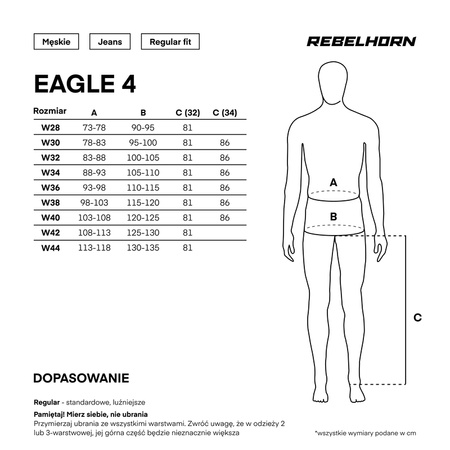 Jeansy motocyklowe Rebelhorn Eagle 4 Regular Fit Black