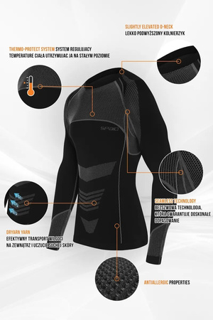 Koszulka termoaktywna Spaio Thermo Evo z długim rękawem Black/Grey