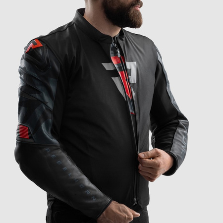Kurtka skórzana Rebelhorn Vandal 2 Black Grey Fluo Red