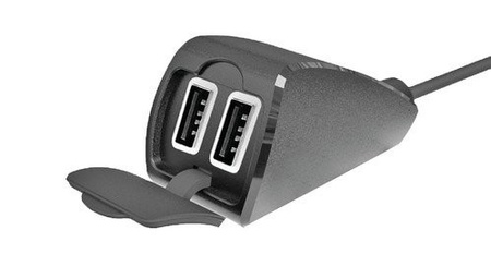 LAMPA Usb-Fix Trek, podwójna ładowarka USB mocowana na kierownicy