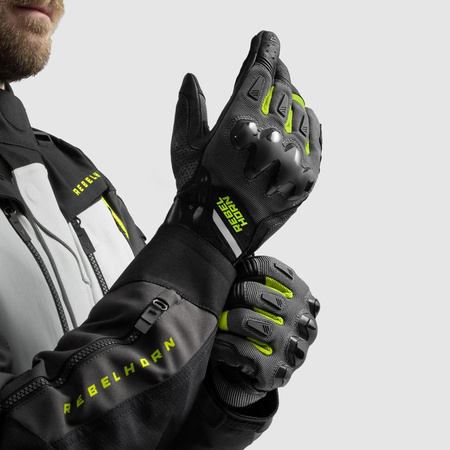 Rękawice Rebelhorn Defender Black Grey Fluo Yellow