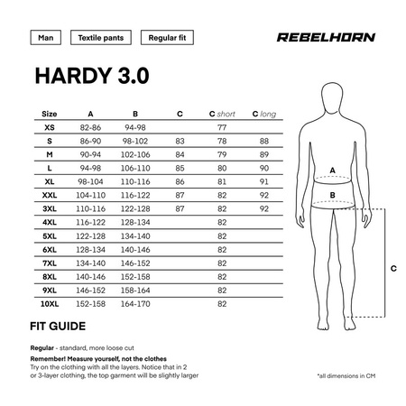 Spodnie motocyklowe Tekstylne Rebelhorn Hardy 3.0 Black/Grey