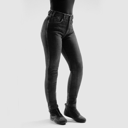 Jeansy motocyklowe Rebelhorn Classic Washed Black Monolayer Women