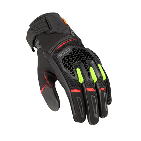 Rękawice motocyklowe Seca Gravel Black/Red/Fluo Yellow