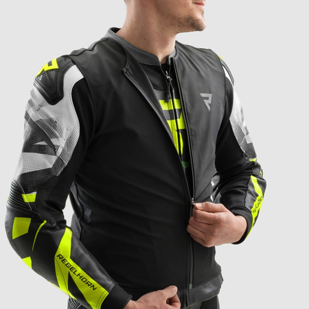 Kurtka motocyklowa Rebelhorn Inferno Black White Fluo Yellow