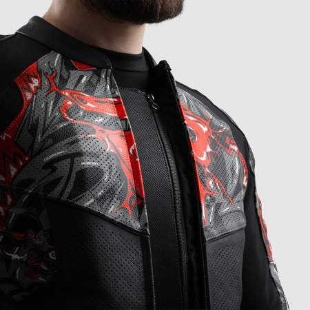 Kurtka skórzana Rebelhorn Vandal 2 Cruze Black Dark Grey Red