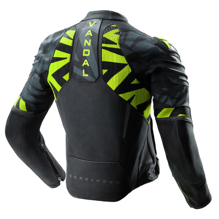 Kurtka skórzana Rebelhorn Vandal 2 Black Grey Fluo Yellow