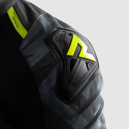Kurtka skórzana Rebelhorn Vandal 2 Black Grey Fluo Yellow