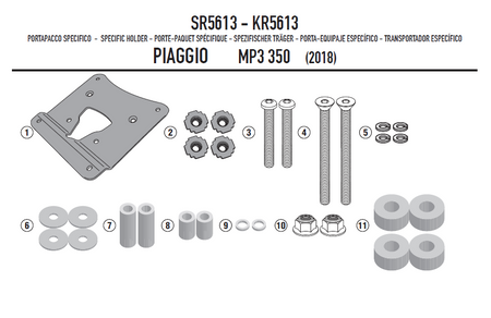 Stelaż kufra centralnego KAPPA Piaggio MP3 350-400-500 Sport / Business (18 - 21)