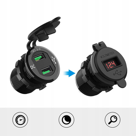 FREEDCONN MC3084G gniazdo zapalczniczki USB