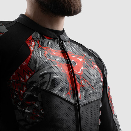 Kurtka skórzana Rebelhorn Vandal 2 Cruze Black Dark Grey Red