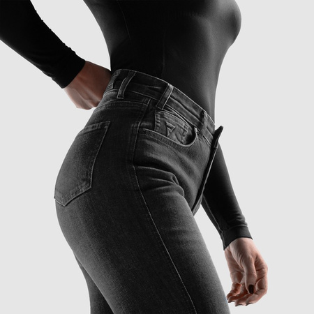 Jeansy motocyklowe Rebelhorn Classic Washed Black Monolayer Women