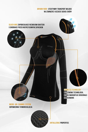 Damska koszulka termoaktywna Spaio Extreme Pro Black/Orange