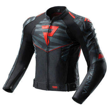 Kurtka skórzana Rebelhorn Vandal 2 Black Grey Fluo Red