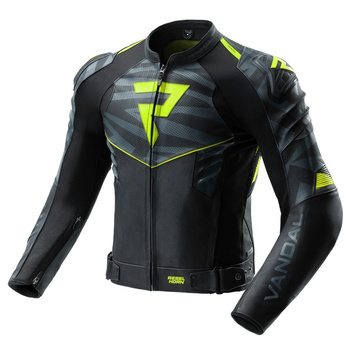 Kurtka skórzana Rebelhorn Vandal 2 Black Grey Fluo Yellow